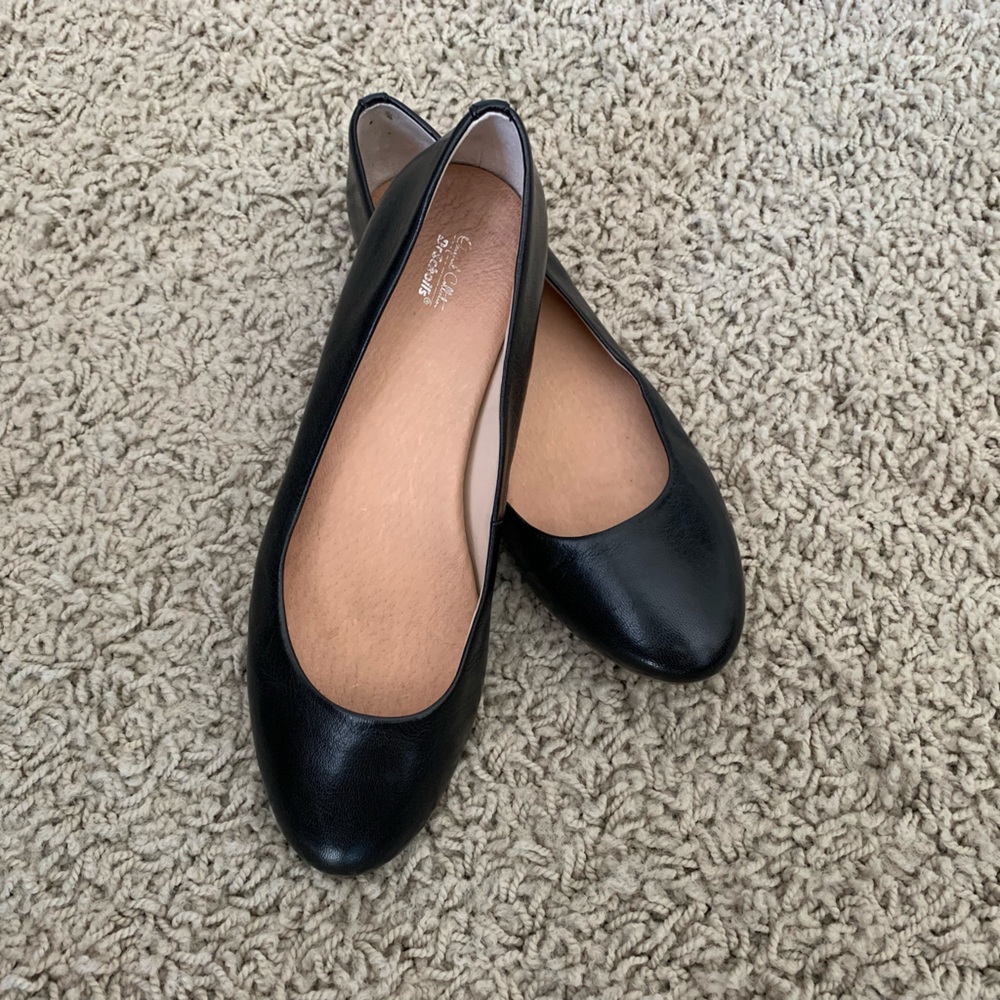Dr. Scholl's Black Leather Ballet Flats